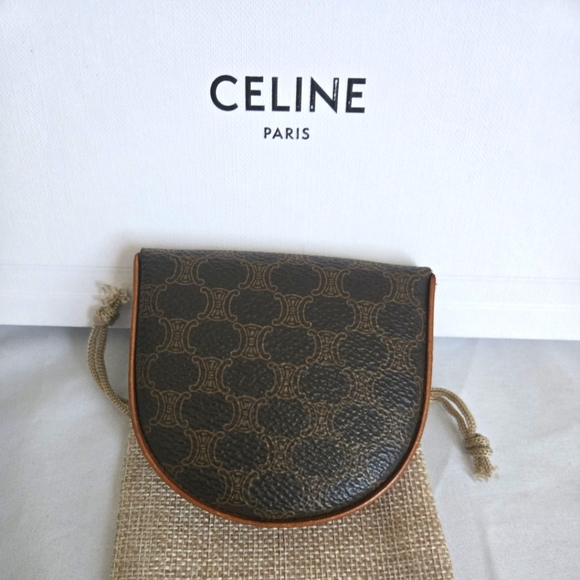 Celine Macadam Vintage Coin Pouch Dark Brown  Leather - Picture 1 of 4